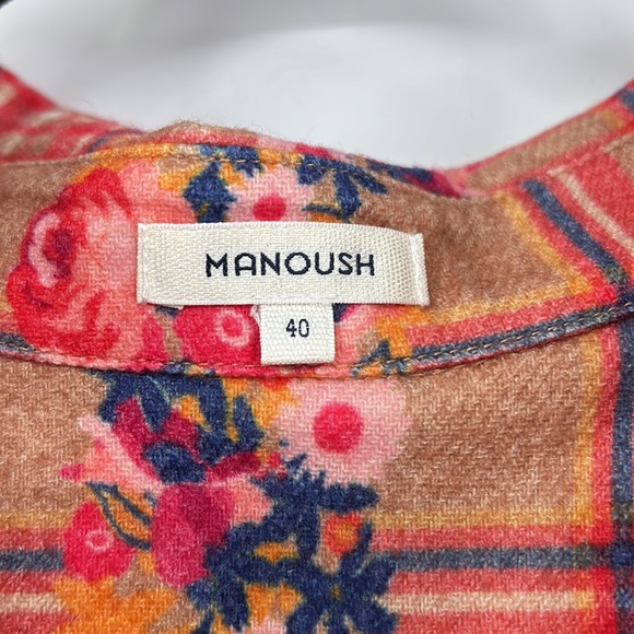 Manoush flannel floral pink red shirt size medium - Picture 5 of 8